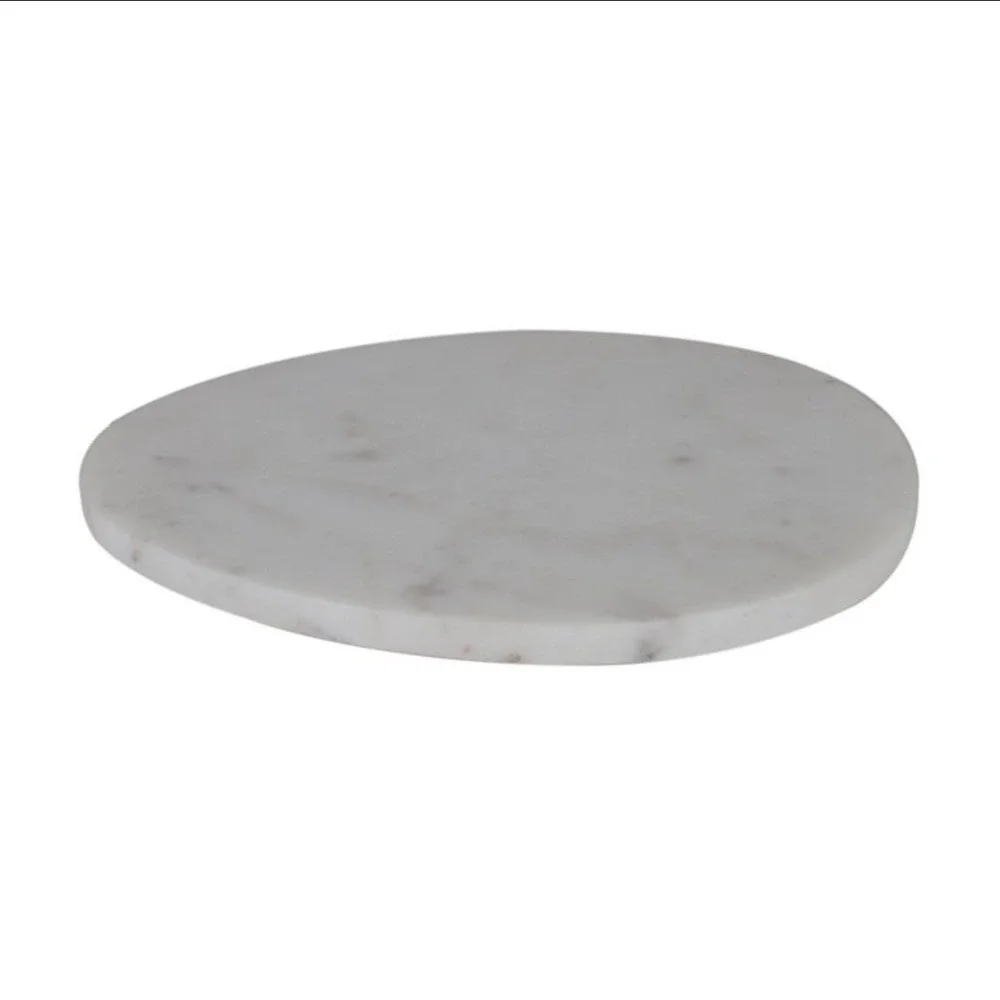 Bullseye's Playground White Marble Egg Shaped Serving Board 9x6.5 Polished Stone
